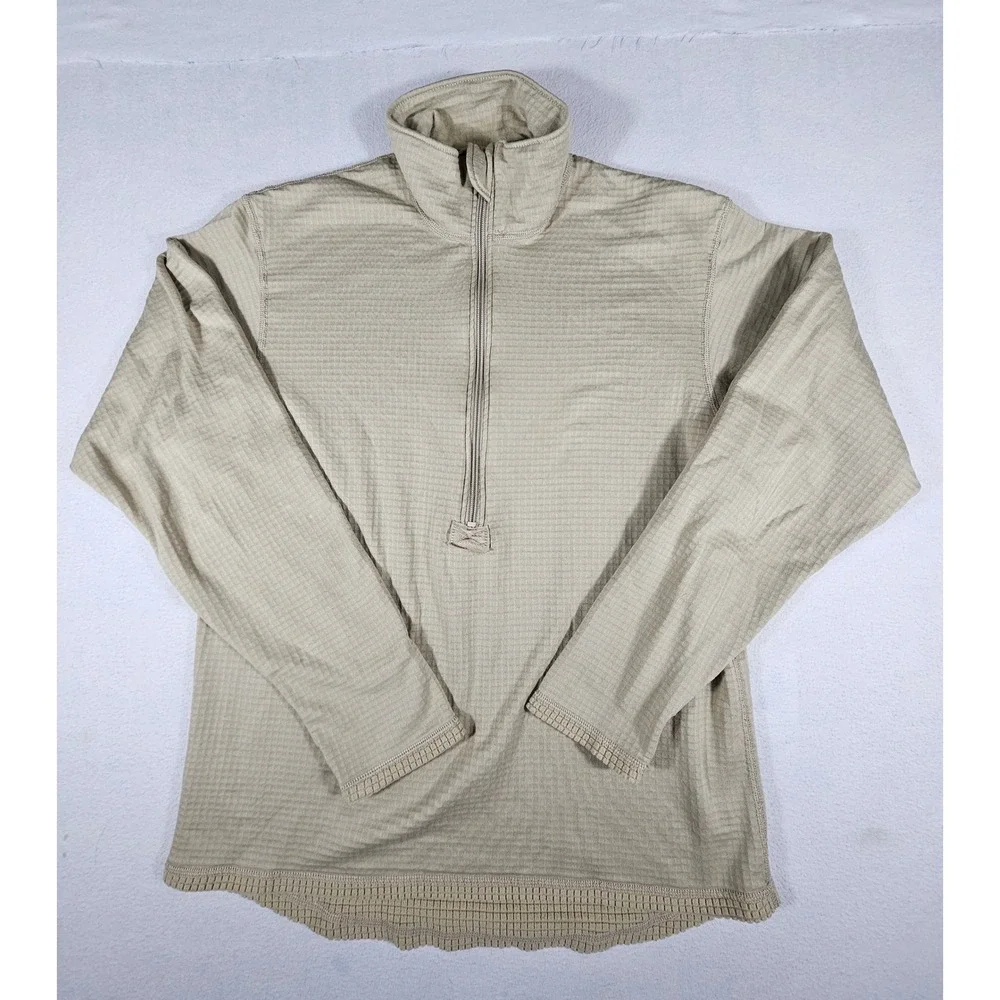 US Military ECWCS Gen III Level 2 Grid Fleece Tan 1/4 Zip Thermal Top Medium Reg